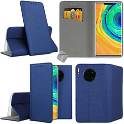 Htdmobiles Housse etui portefeuille avec coque intérieure en silicone pour Huawei Mate 30 Pro + film ecran - BLEU MAGNET