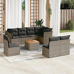 Maison Chic Ensemble Tables et chaises d'extérieur 9 pcs avec coussins,Salon de jardin gris résine tressée -GKD806005