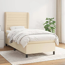 Maison Chic Structures de lit + matelas,Lit à sommier tapissier avec matelas Crème 80x200 cm Tissu -MN92679