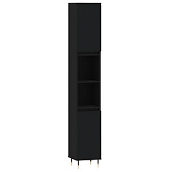 Maison Chic Armoire de salle de bain,Meuble de rangement,Meuble haut noir 30x30x190 cm bois d'ingénierie -GKD264997