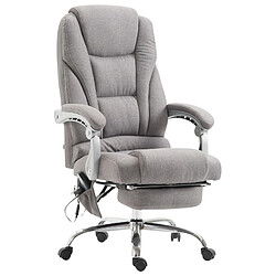 Decoshop26 Fauteuil de bureau avec fonction massage et repose-pieds ajustables en tissu gris 10_0002591