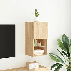 Acheter Maison Chic Meuble TV avec lumières LED, Banc TV pour salon, Meuble de rangement chêne sonoma 30,5x30x60 cm -GKD14246