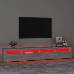 Maison Chic Meubles TV avec lumières LED - Banc TV pour salon Sonoma gris 240x35x40 cm -MN58545 pas cher