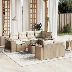 vidaXL Salon de jardin 11 pcs avec coussins beige résine tressée