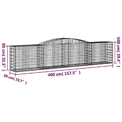 vidaXL Panier de gabions arqué 400x50x80/100 cm Fer galvanisé pas cher