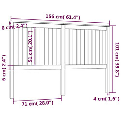 vidaXL Tête de lit Blanc 156x6x101 cm Bois massif de pin pas cher