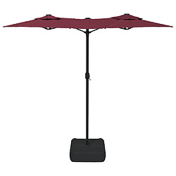 Acheter vidaXL Parasol de jardin à double tête avec LED rouge bordeaux