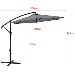 Avis Parasol Déporté Hexagonal avec Manivelle Inclinable Robuste Toile Imperméable Protection UV Polyester Acier Diamètre 270 cm Gris [casa.pro]