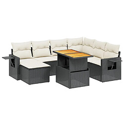 vidaXL Salon de jardin 8 pcs avec coussins noir résine tressée