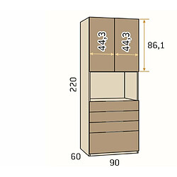 Inside 75 Armoire dressing d'angle chambre structure Elegant façade Blanco Laquée hauteur 220 cm pas cher