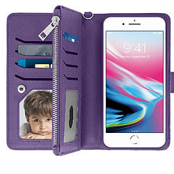 Avizar Étui iPhone 6 Plus/6S Plus/7 Plus/8 Plus Portefeuille Coque Amovible - Violet