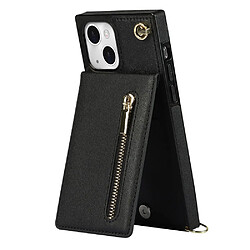 Coque en TPU + PU anti-rayures avec béquille, porte-cartes et lanière noir pour votre iPhone 13 mini 5.4 pouces