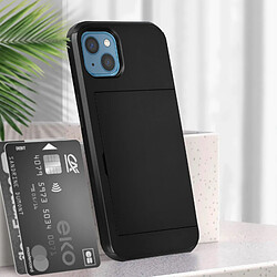 Avizar Coque iPhone 13 avec Rangement Carte Coulissant Antichoc Defender Noir pas cher