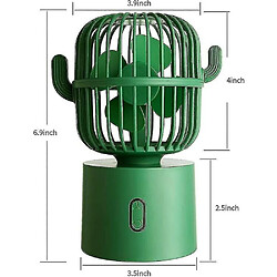 Mini Ventilateur Cactus Mignon Ventilateur Oscillant Rechargeable Ventilateur de Refroidissement Portable à 3 Vitesses Refroidisseur de Bureau à Domicile