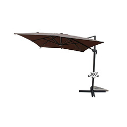 Concept Usine Parasol rectangulaire chocolat avec LED 395 x 295 cm CALVIA