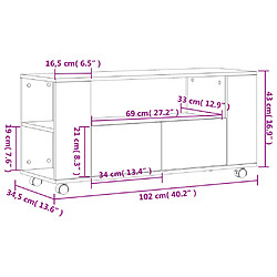 vidaXL Meuble TV sonoma gris 102x34,5x43 cm bois d'ingénierie pas cher