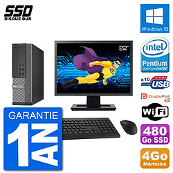 PC Dell 7020 SFF Ecran 22" Intel G3220 RAM 4Go SSD 480Go Windows 10 Wifi - Occasion