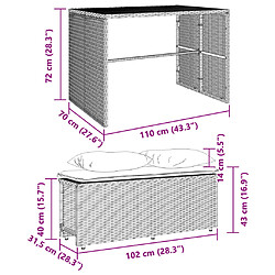 vidaXL Ensemble à manger de jardin avec coussins 3 pcs Noir pas cher