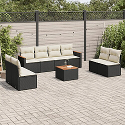 Maison Chic Ensemble Tables et chaises d'extérieur 9 pcs avec coussins,Salon de jardin noir résine tressée -GKD852238