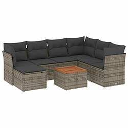 Maison Chic Ensemble Tables et chaises d'extérieur 8 pcs avec coussins,Salon de jardin gris résine tressée -GKD144821