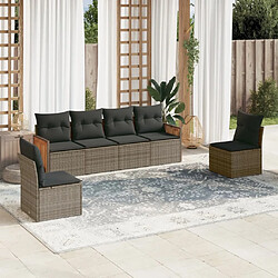 vidaXL Salon de jardin 6 pcs avec coussins gris résine tressée