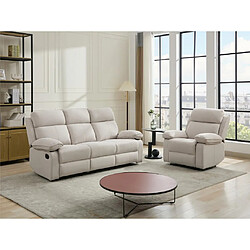 Vente-Unique Canapé 3 places et fauteuil relax en tissu chiné beige LANA