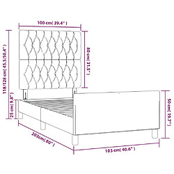 vidaXL Cadre de lit sans matelas bleu 100x200 cm tissu pas cher