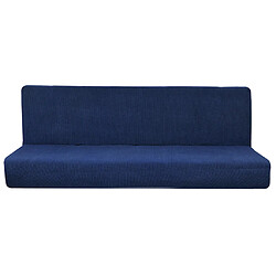 Couverture de sofa sans bras antidérapante pleine housse de canapé-lit pliante bleu foncé