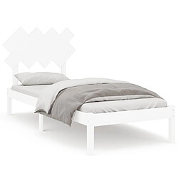 Maison Chic Lit Moderne Chambre - Cadre/structure de lit pour adulte Blanc 90x190 cm Simple Bois massif -MN52676