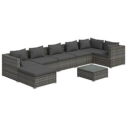 Maison Chic Salon de jardin 8 pcs + coussins - Mobilier/Meubles de jardin - Table et chaises d'extérieur Résine tressée Gris -MN77432