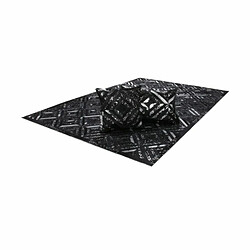 Acheter Paris Prix Tapis en Cuir Fait Main Spark Noir & Argent 80 x 150 cm