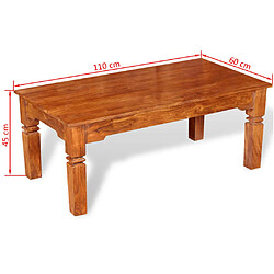 vidaXL Table basse Bois massif 110 x 60 x 45 cm pas cher