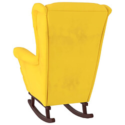 Maison Chic Fauteuil à bascule,Fauteuil pour relax pieds en bois massif d'hévéa Jaune Velours -MN24629 pas cher