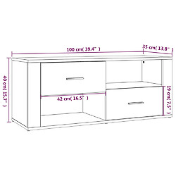 vidaXL Meuble TV Blanc 100x35x40 cm Bois d'ingénierie pas cher