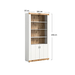 Bestmobilier Coventry - étagère - blanc et bois - 101x204 cm pas cher