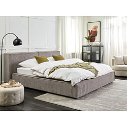 Beliani Lit double en tissu gris 180 x 200 cm LINARDS