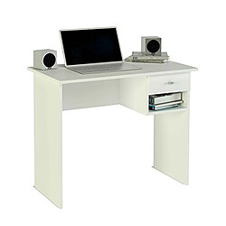 Pegane Bureau coloris blanc - Hauteur 74 x Longueur 90 x Profondeur 50 cm