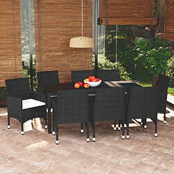 Maison Chic Mobilier à dîner 9 pcs de jardin avec coussins - Ensemble table et chaises d'extérieur - Salon/Mobilier de jardin classique Résine tressée Noir -MN89741