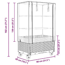 vidaXL Jardinière surélevée avec housse et roues aspect rotin pas cher