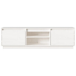 Maison Chic Meuble TV scandinave - Banc TV pour salon Blanc 140x35x40 cm Bois de pin massif -MN25711 pas cher