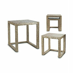 Gift Decor Jeu de 2 tables Beige Doré Blanc Nacre noire Contre-plaqué