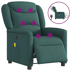 vidaXL Fauteuil de massage inclinable électrique Vert foncé Tissu