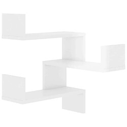 Maison Chic Étagère murale flottante d'angle,Etagère de rangement 2pcs Blanc brillant 40x40x50cm Aggloméré -MN18880 pas cher