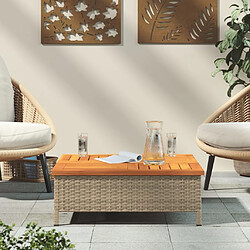 Avis Maison Chic Table de jardin | Table d'extérieur beige 70x70x25 cm résine tressée et bois acacia -GKD68004