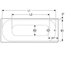 Baignoire rectangulaire GEBERIT Bastia - Avec pied - 170x70 cm - 00091600000 pas cher