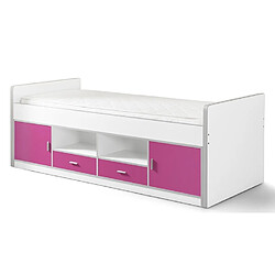 Vipack BONNY Lit capitaine 90x200 Fuchsia sans sommier