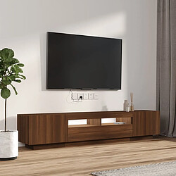 Maison Chic Ensemble de meubles TV 2 pcs avec lumières LED pour salon - Chêne marron -MN80825 pas cher