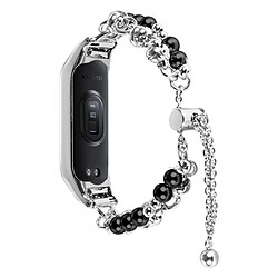 Bracelet en métal bijoux en perles ajustables pour votre Xiaomi Mi Band 7 - noir/argent