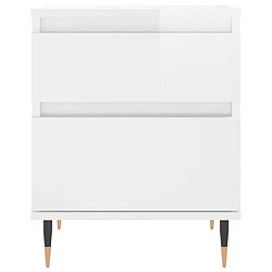 Maison Chic Table de chevet,Table de Nuit,Meuble de Rangement Blanc brillant 40x35x50 cm Bois d’ingénierie pas cher