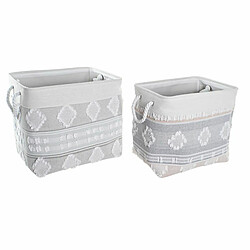 Set de basket DKD Home Decor Gris Coton (45 x 35 x 40 cm) (2 Pièces)